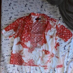 Louis Vuitton Red and White Button Down Shirt
